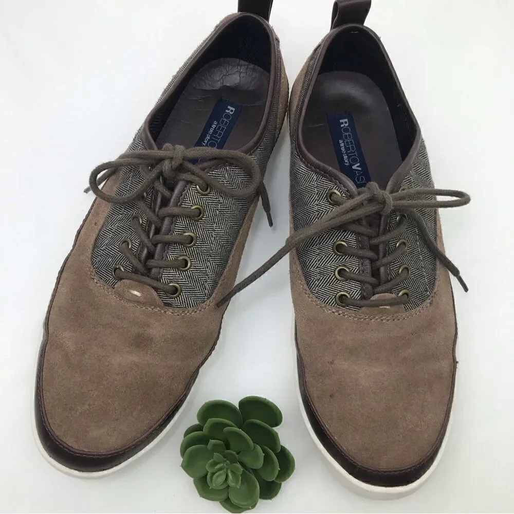 Roberto Vasi Brown Suede and Tweed Lace Up Casual Shoes